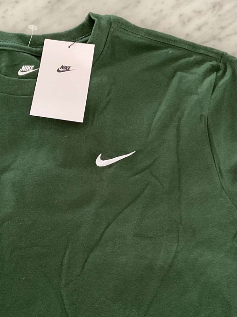 NWT Nike Green Tee with White embroidered Swoosh Medium 100% Cotton - Picture 2 of 4